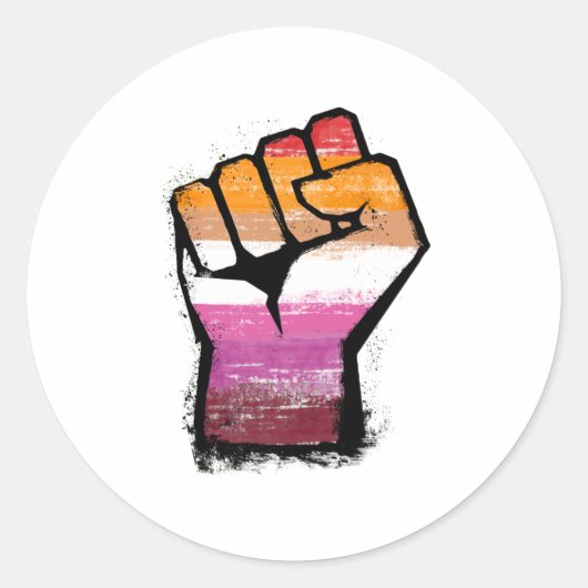 Lesbische protestvuist ronde sticker (Voorkant)