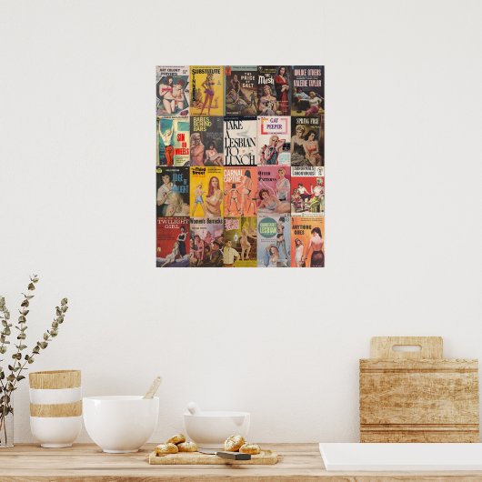  lesbische pulp-spionagecollage poster (Keuken)