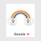 Lesbische Regenboem Koffie Date Sticker (Vel)