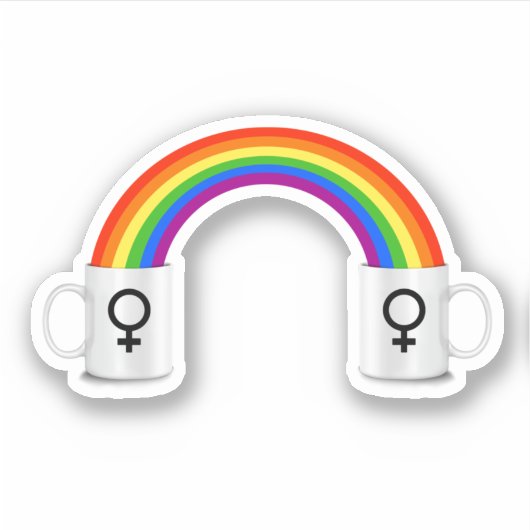 Lesbische Regenboem Koffie Date Sticker (Voorkant)