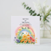 Lesbische Regenboog Bruiloft Kaart (Staand voorkant)