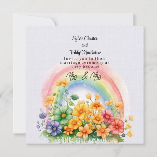 Lesbische Regenboog Bruiloft Kaart (Voorkant)