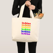 Lesbische regenboog grote tote bag (Voorkant (product))