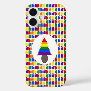 Lesbische Regenboog Kerstboom en Cadeaus iPhone 16 Hoesje