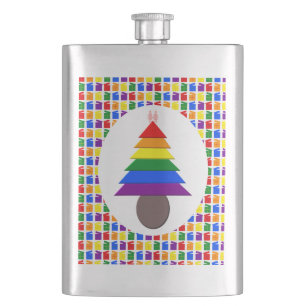 Lesbische regenboog kerstboom en cadeaus flacon