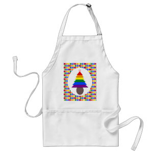 Lesbische Regenboog Kerstboom en Cadeaus Standaard Schort