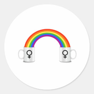 Lesbische Regenboog Koffie Datum Ronde Sticker