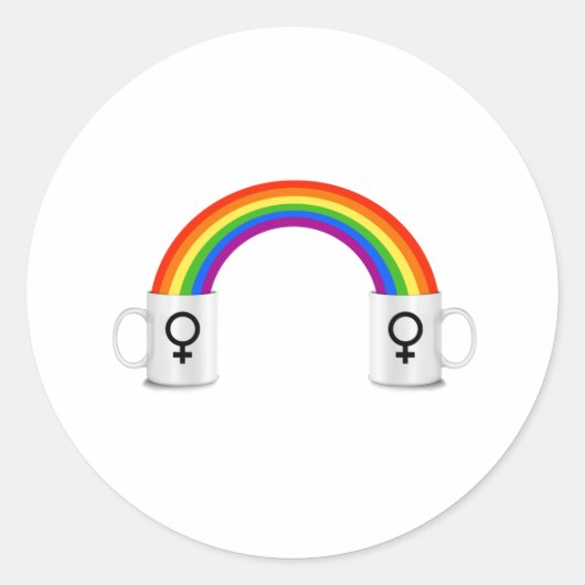 Lesbische Regenboog Koffie Datum Ronde Sticker (Voorkant)