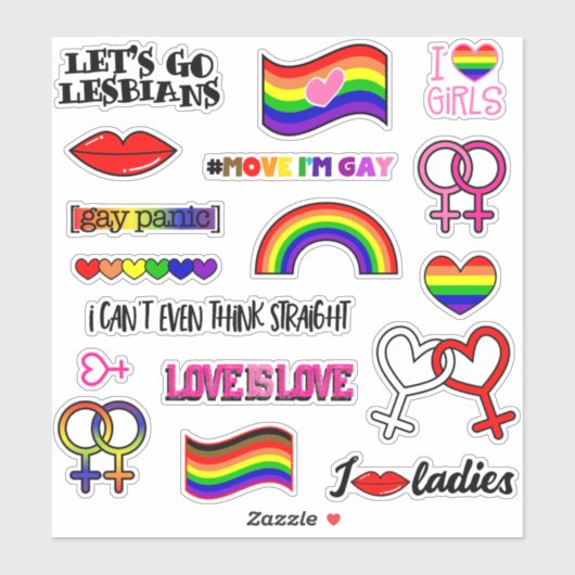 Lesbische Regenboog Venus Symbool Sticker (Vel)