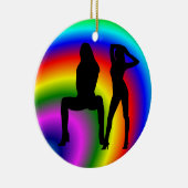 Lesbische regenboogkerstversiering keramisch ornament (Rechts)