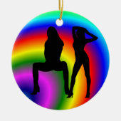 Lesbische regenboogkerstversiering keramisch ornament (Voorkant)