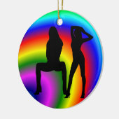 Lesbische regenboogkerstversiering keramisch ornament (Links)