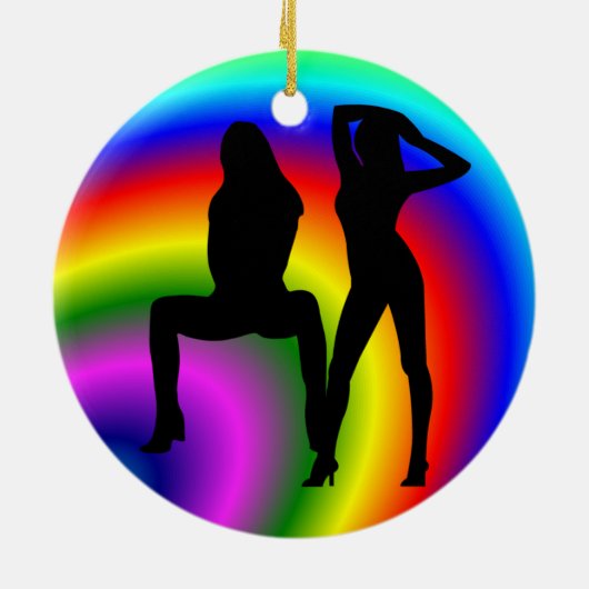 Lesbische regenboogkerstversiering keramisch ornament (Achterkant)