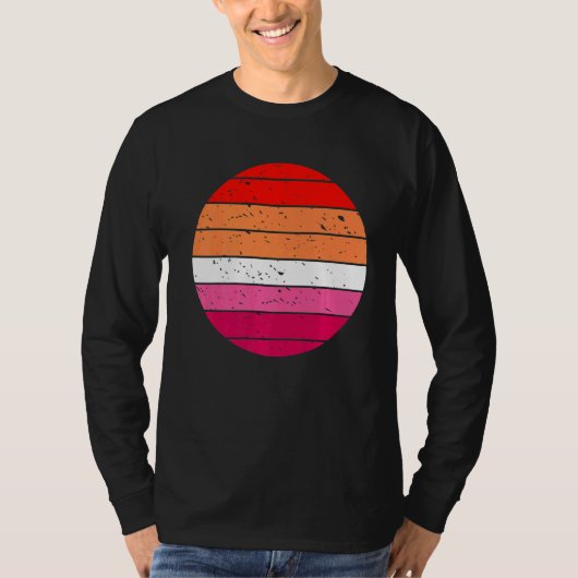 Lesbische Retro Sunset Gay en Lesbische Pride Lgbt T-shirt (Voorkant)