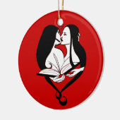 Lesbische Romance Rood en Wit Keramisch Ornament (Links)