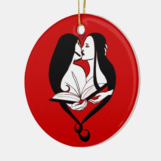 Lesbische Romance Rood en Wit Keramisch Ornament (Links)