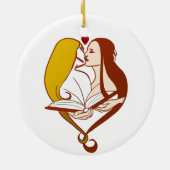 Lesbische Romance Rood en Wit Keramisch Ornament (Achterkant)