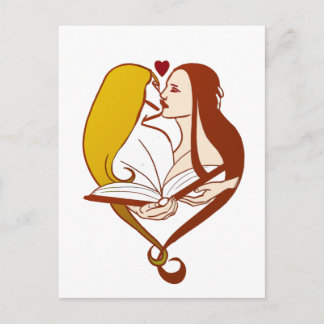 Lesbische Romance Sepia Gold Briefkaart