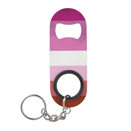 Lesbische Roze Vlag Mini Flessenopener (Voorkant)