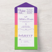 Lesbische Sapphic Vlag Bruiloft All In One Uitnodiging (Binnen)