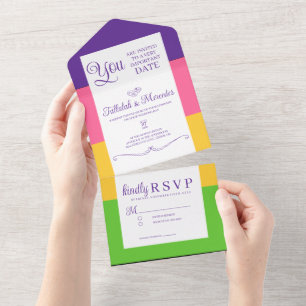 Lesbische Sapphic Vlag Bruiloft All In One Uitnodiging