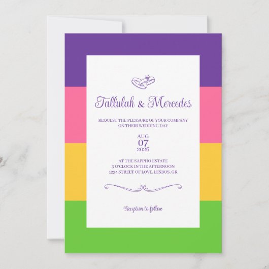 Lesbische Sapphic Vlag Bruiloft Kaart (Voorkant)