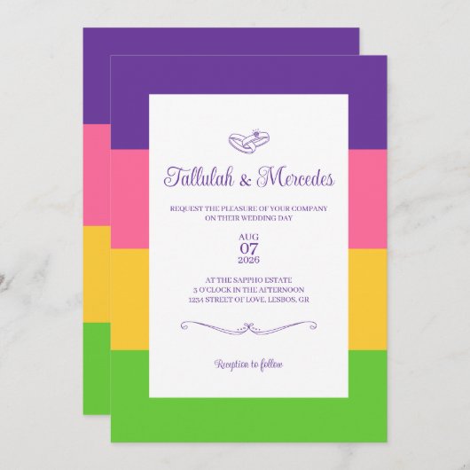 Lesbische Sapphic Vlag Bruiloft Kaart (Voorkant / Achterkant)