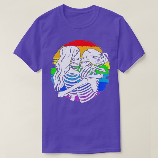 Lesbische skeleton-koppel - Lesbische trots op hal T-shirt (Design voorkant)