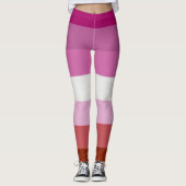 Lesbische Strepen Vlag Roze Rode Pride Leggings (Voorkant)