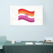 Lesbische Sunset Liefde Pride Golvende Vlag Spandoek (Beurs)