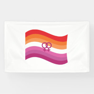 Lesbische Sunset Liefde Pride Golvende Vlag Spandoek