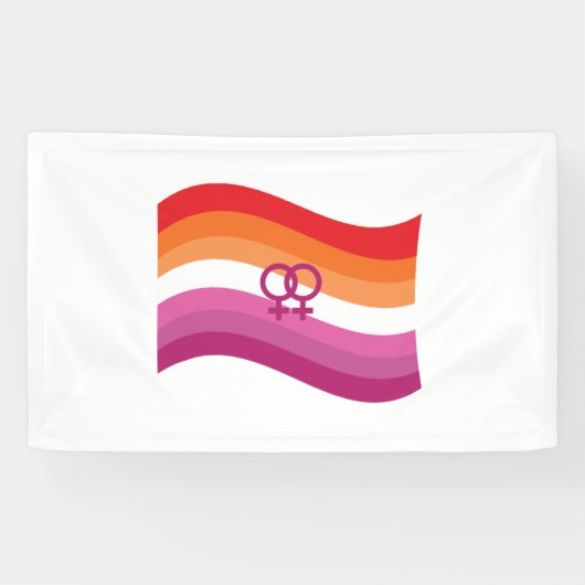 Lesbische Sunset Liefde Pride Golvende Vlag Spandoek (Horizontaal)