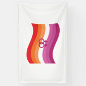 Lesbische Sunset Liefde Pride Golvende Vlag Spandoek (Verticaal)
