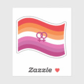 Lesbische Sunset Liefde Pride Golvende Vlag Sticker (Vel)