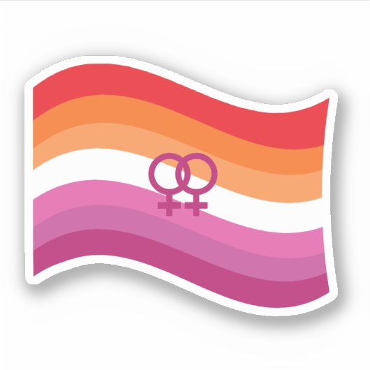 Lesbische Sunset Liefde Pride Golvende Vlag Sticker (Voorkant)