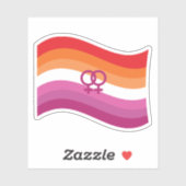 Lesbische Sunset Liefde Pride Golvende Vlag Sticker (Vel)