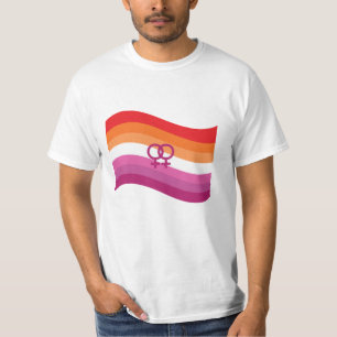 Lesbische Sunset Liefde Pride Golvende Vlag T-shirt