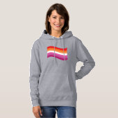 Lesbische Sunset Pride Golvende Vlag Hoodie (Voorkant volledig)