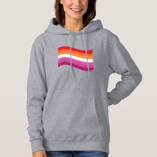 Lesbische Sunset Pride Golvende Vlag Hoodie (Voorkant)