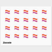 Lesbische Sunset Pride Golvende Vlag Ronde Sticker (Vel)