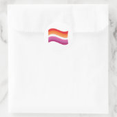 Lesbische Sunset Pride Golvende Vlag Ronde Sticker (Tas)