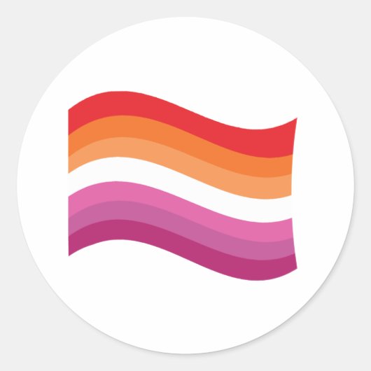 Lesbische Sunset Pride Golvende Vlag Ronde Sticker (Voorkant)