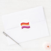 Lesbische Sunset Pride Golvende Vlag Ronde Sticker (Envelop)