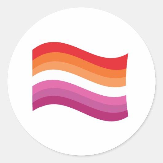 Lesbische Sunset Pride Golvende Vlag Ronde Sticker (Voorkant)
