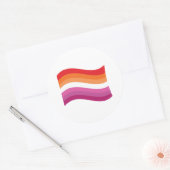 Lesbische Sunset Pride Golvende Vlag Ronde Sticker (Envelop)