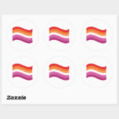 Lesbische Sunset Pride Golvende Vlag Ronde Sticker (Vel)