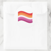 Lesbische Sunset Pride Golvende Vlag Ronde Sticker (Tas)