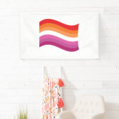 Lesbische Sunset Pride Golvende Vlag Spandoek (Insitu)