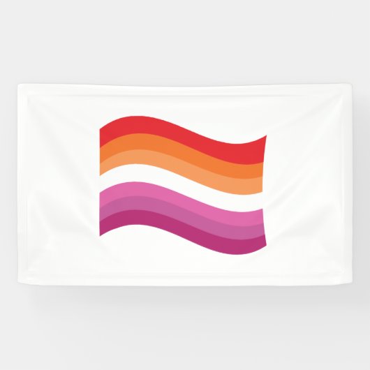 Lesbische Sunset Pride Golvende Vlag Spandoek (Horizontaal)