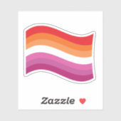 Lesbische Sunset Pride Golvende Vlag Sticker (Vel)